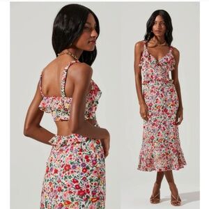 Astr wildflower cut out midi dress